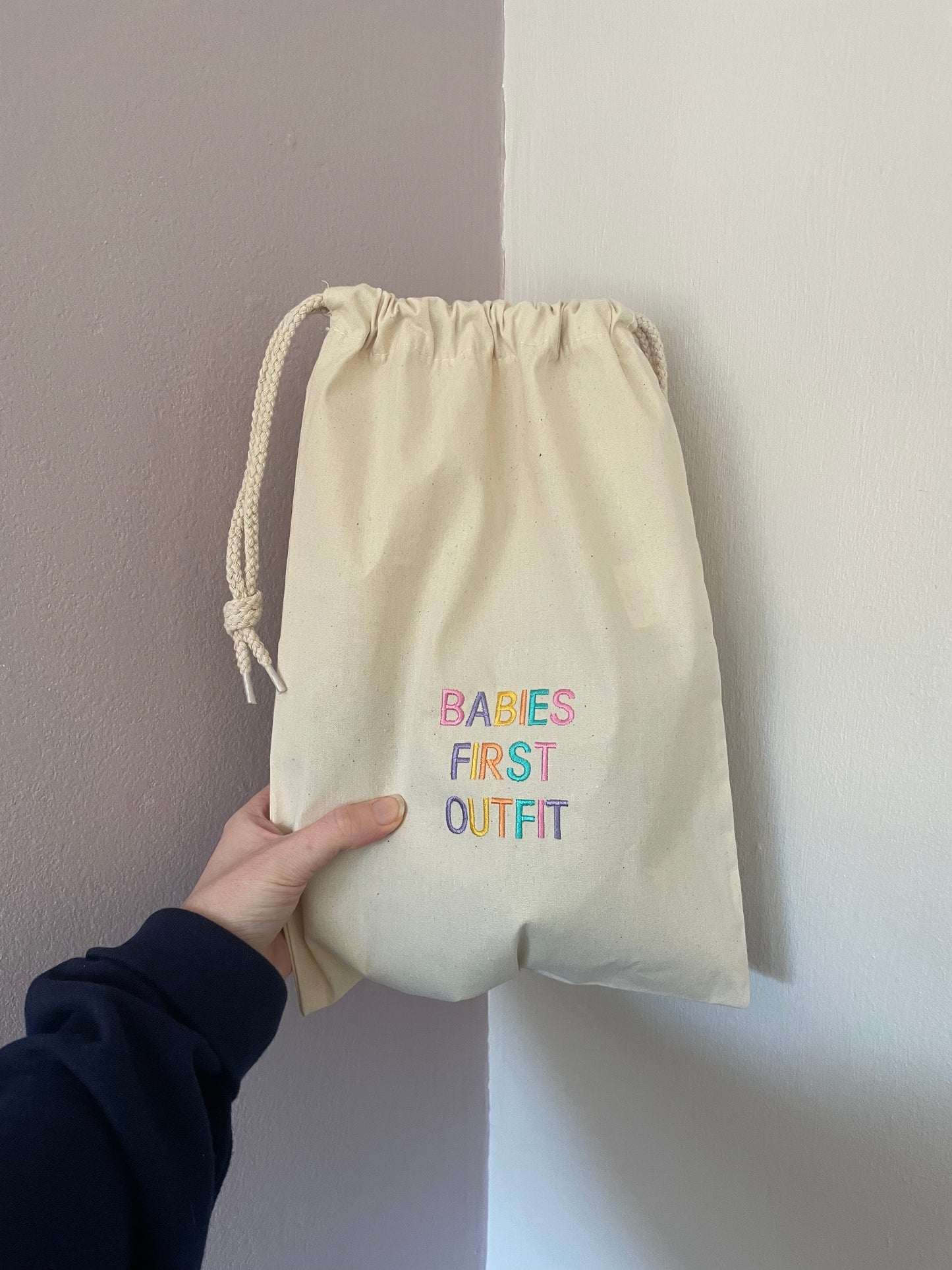 BABIES FIRST OUTFIT drawstring bag - SALE
