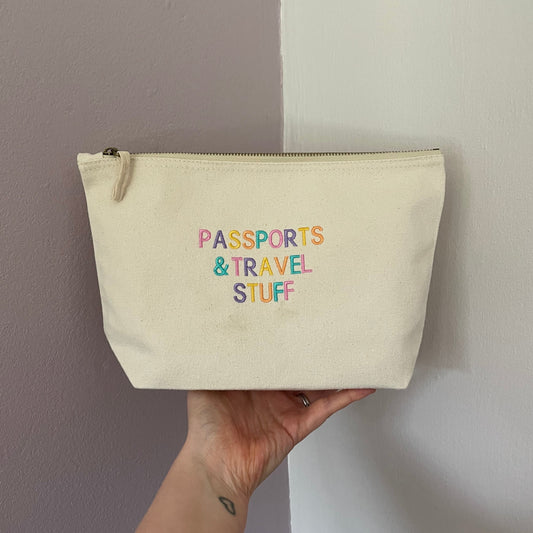 PASSPORTS & TRAVEL STUFF - zip bag