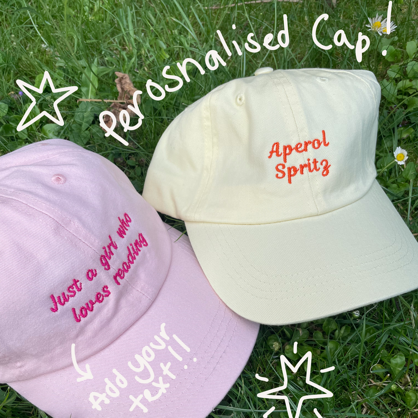 Pastel personalised caps