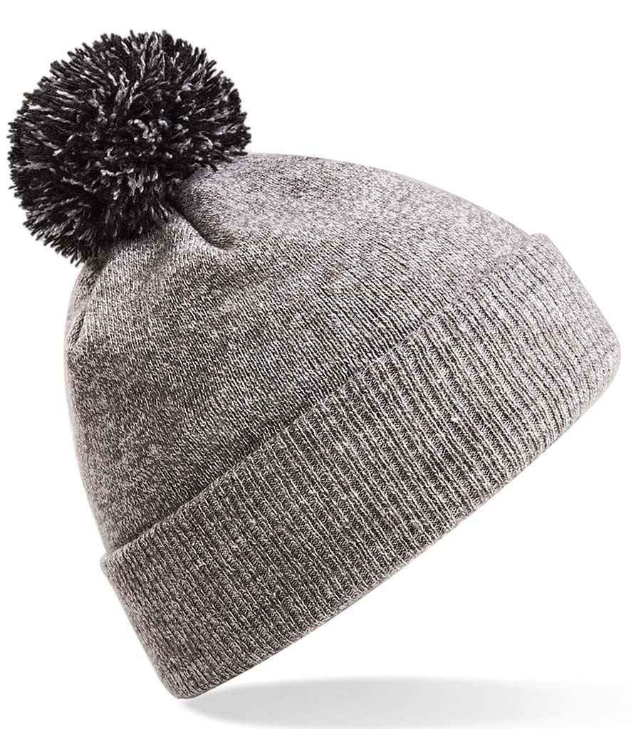 Grey beanie with pom pom - no embroidery