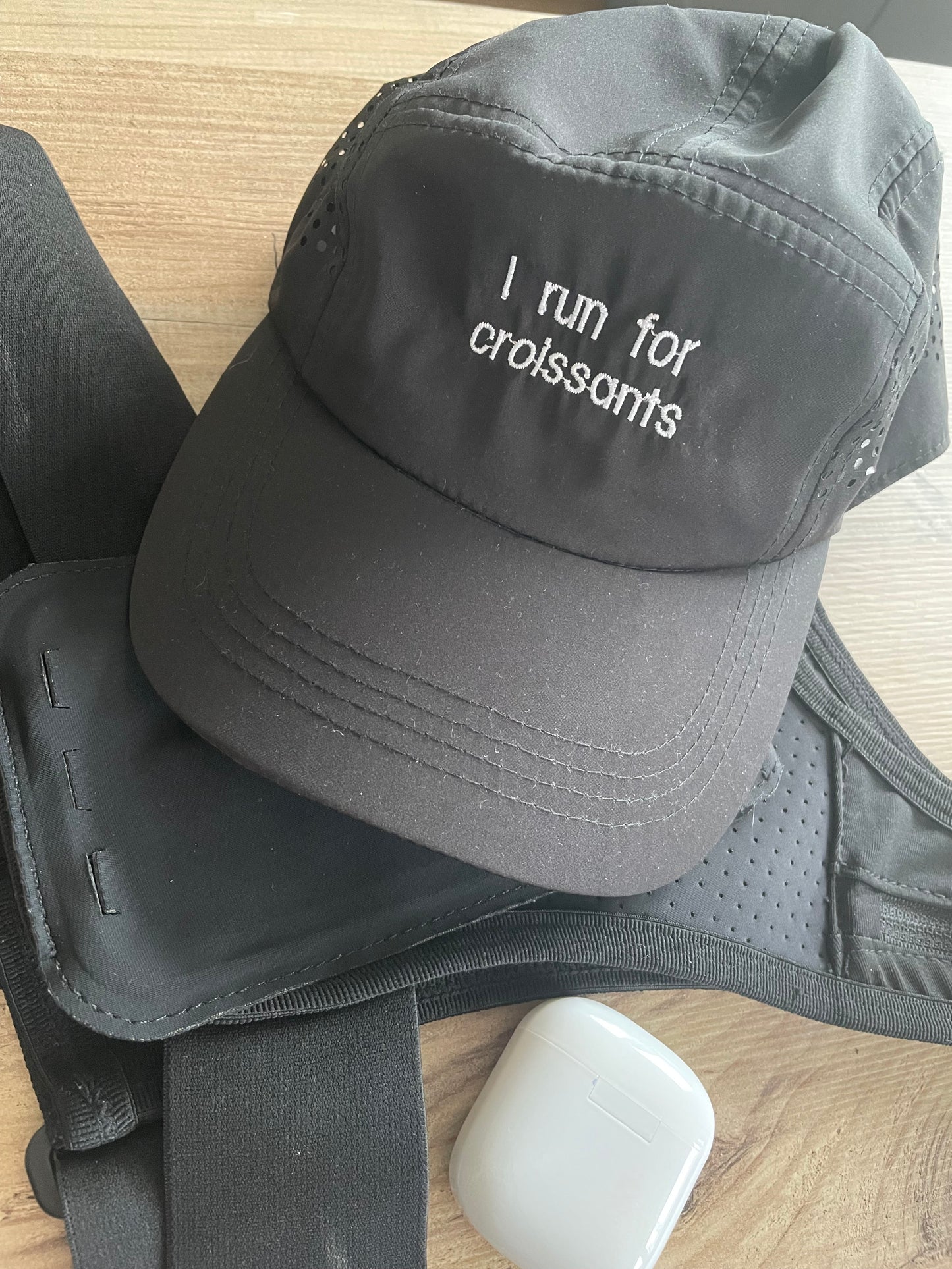 Custom running cap.