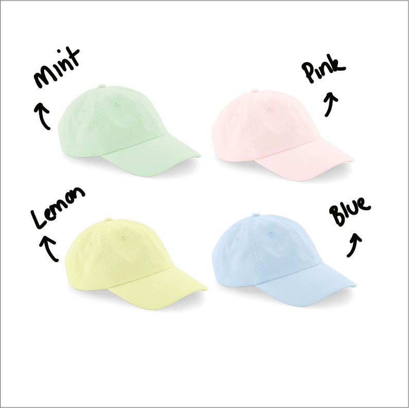 Pastel personalised caps