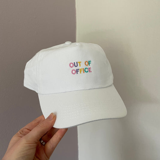 'OUT OF OFFICE' White cap