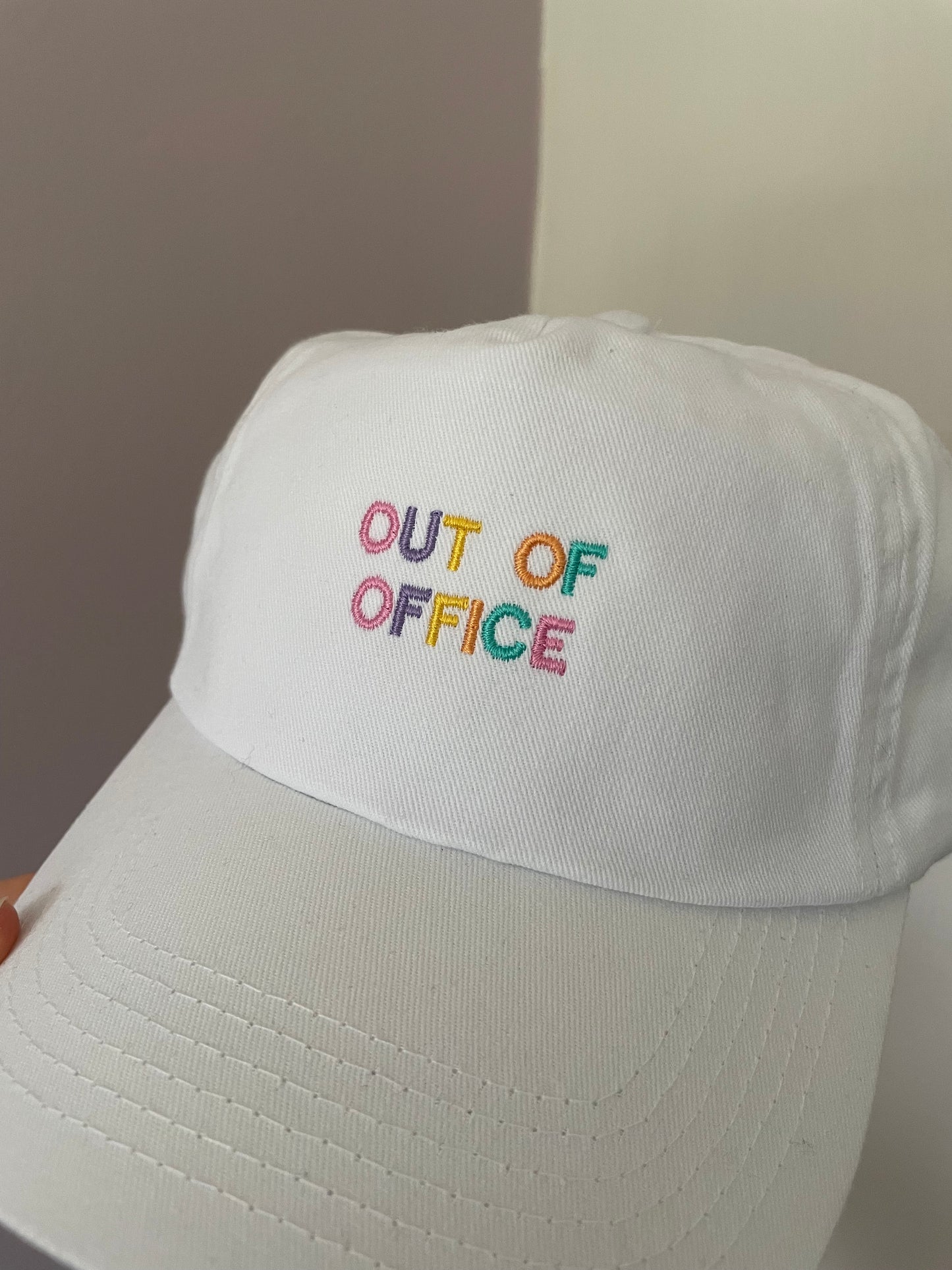 'OUT OF OFFICE' White cap