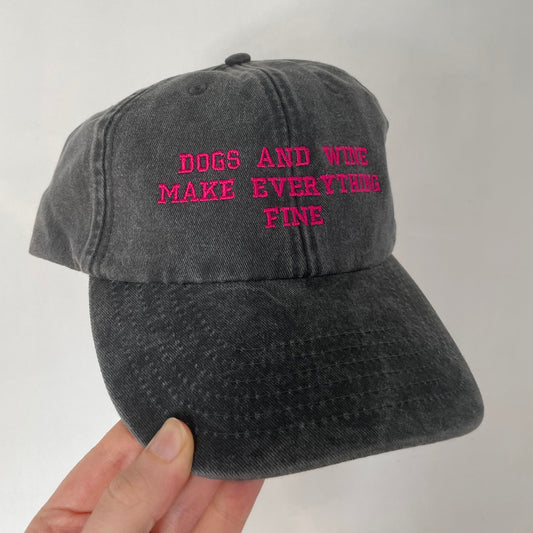 DOGS AND WINE Embroidered Cap