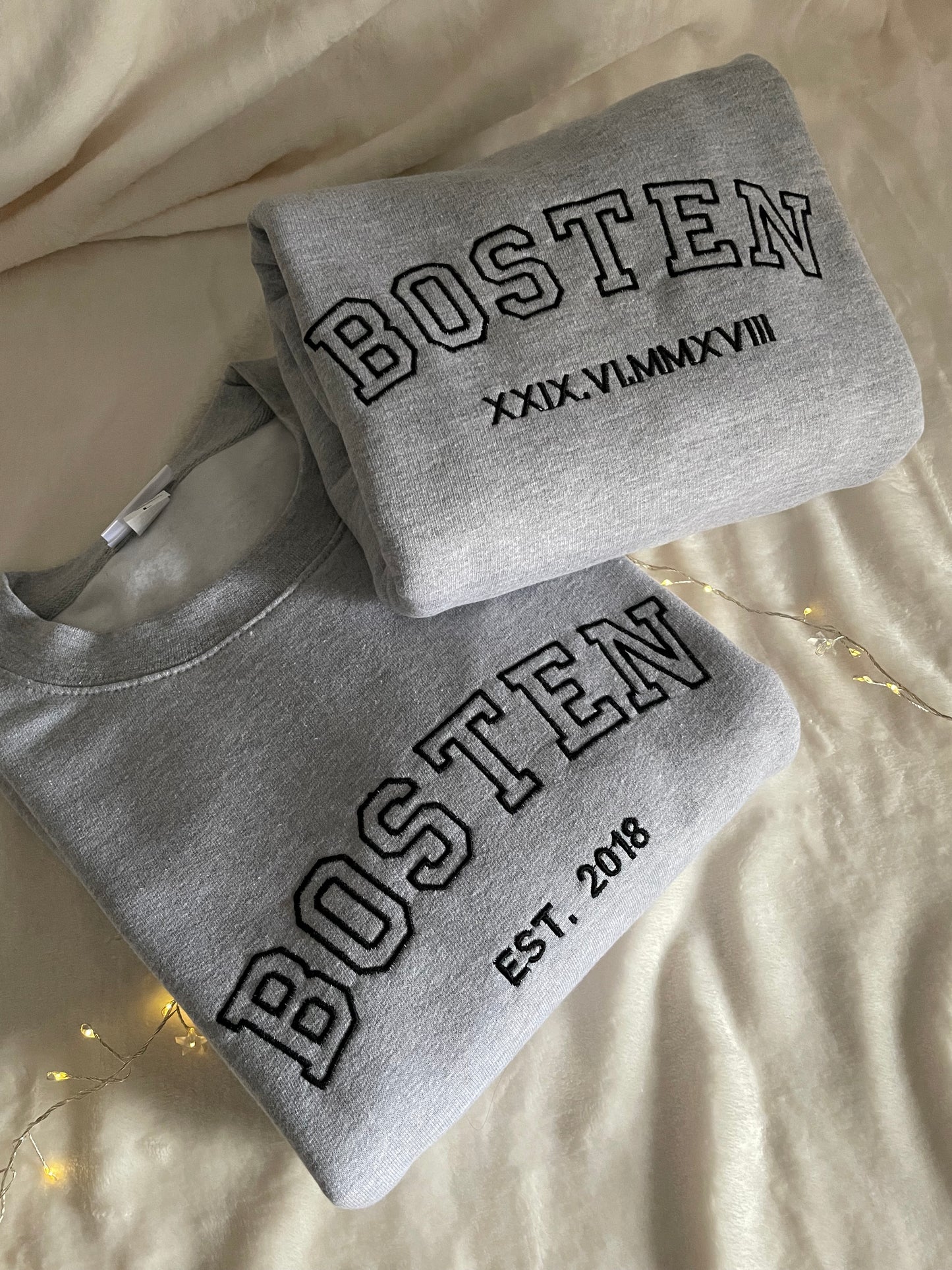 Name + date embroidered sweater